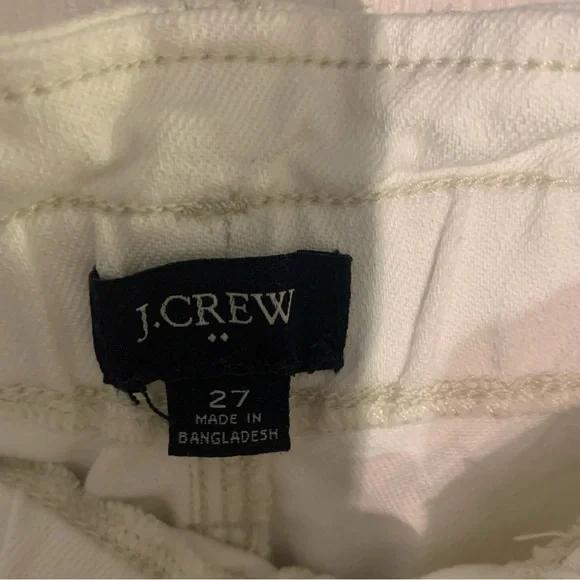 J Crew White Paper Jeans Womens Size 27 US 4 White Wide Leg Belted Elastic Waist - Picture 6 of 12